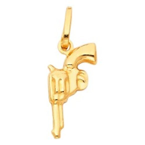 14K Gold Revolver Hand Gun Pendant